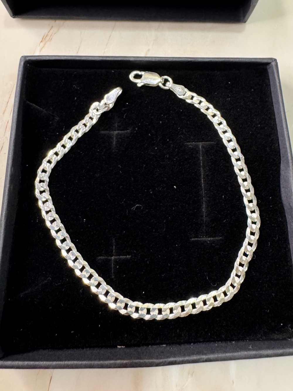925 Sterling Silver Curb Chain Bracelet - Silver -
